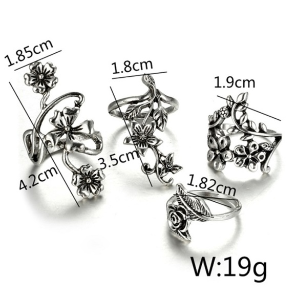 New Ancient Barbie Girl Silver Flower 4 PCs Set - Picture 2 of 5
